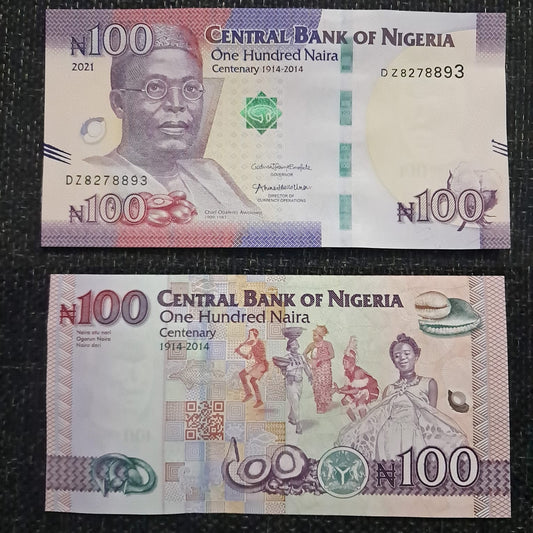 Note 352 Nigeria 100 Naira,  Nigeria's 100 Years of Existence , Commemorative Note , UNC