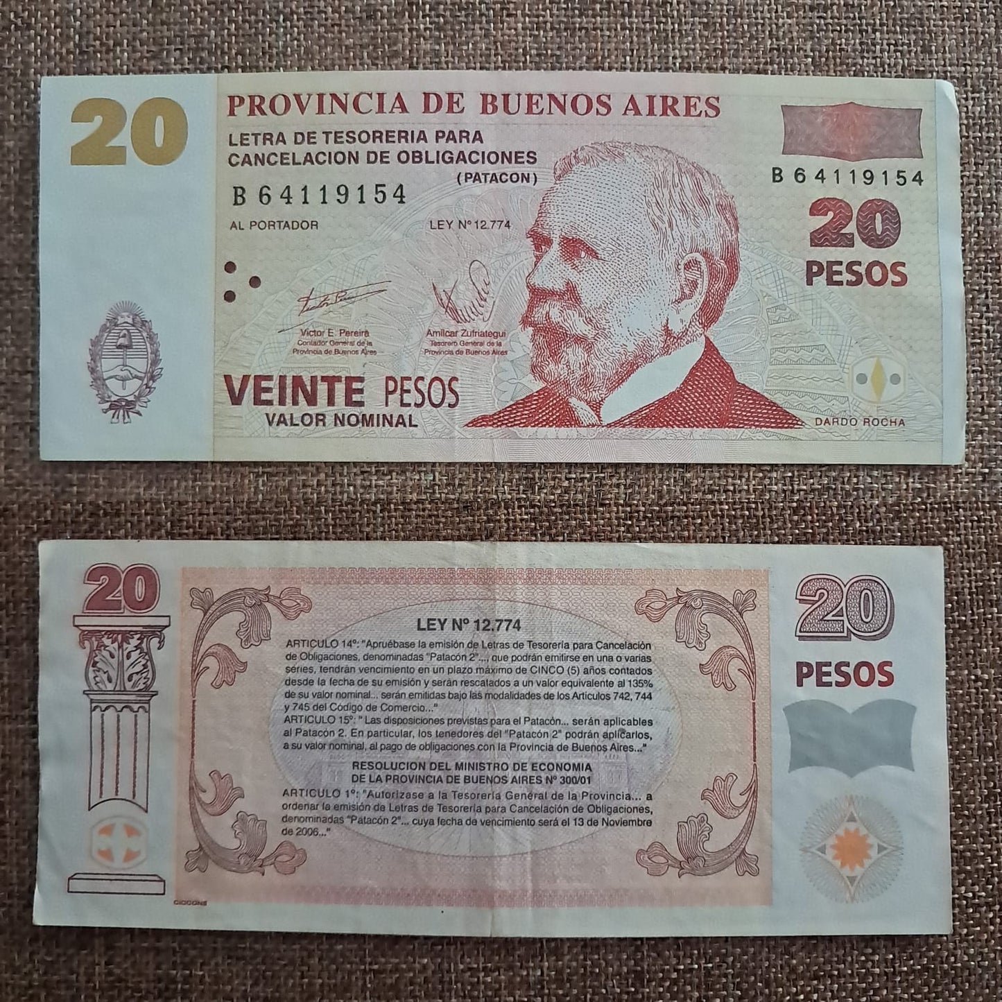 Note H 1 Argentina 20 pesos