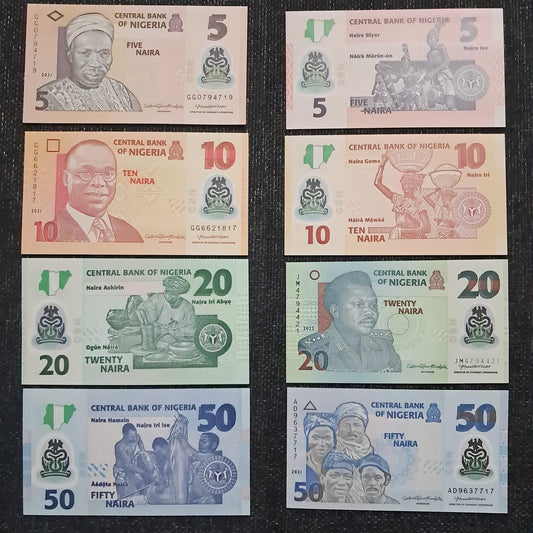 Note 353 Nigeria 5,10,20,50 Nira UNC Polymer Set