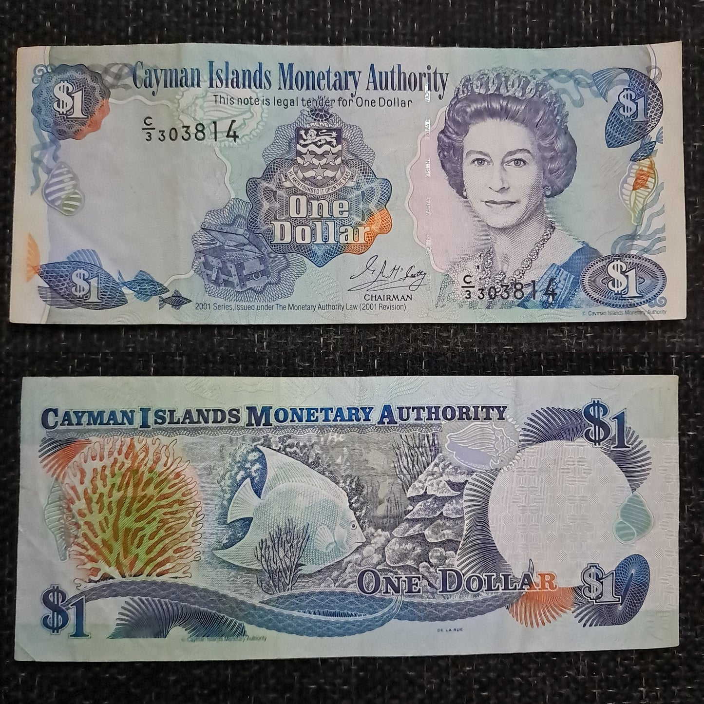 Note 367 Used Cayman islands  One Dollar 1996 Elizabeth II Fine note