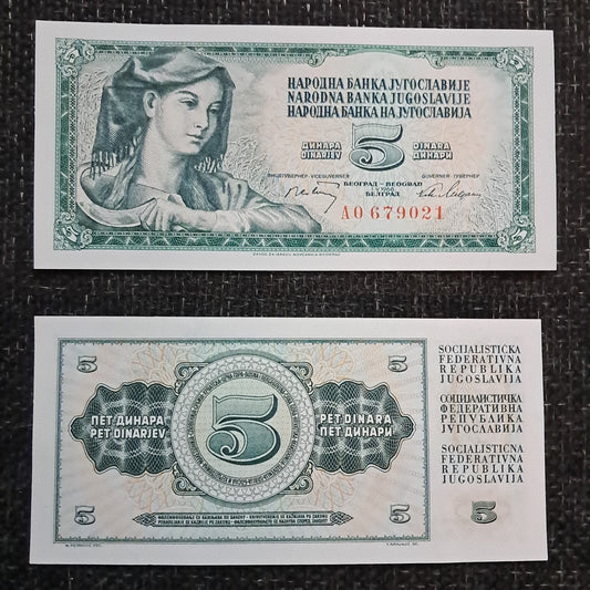 Note 372 Yugoslavia 5 Dinars 1968 UNC