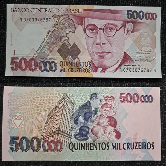 Note 390 Brazil 500 Cruzeiros Reais 1993