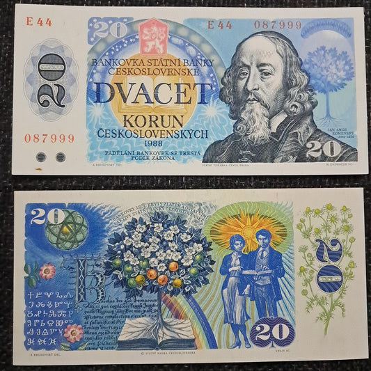 Note 412 Czechoslovakia 20 Korun 1988 VF note