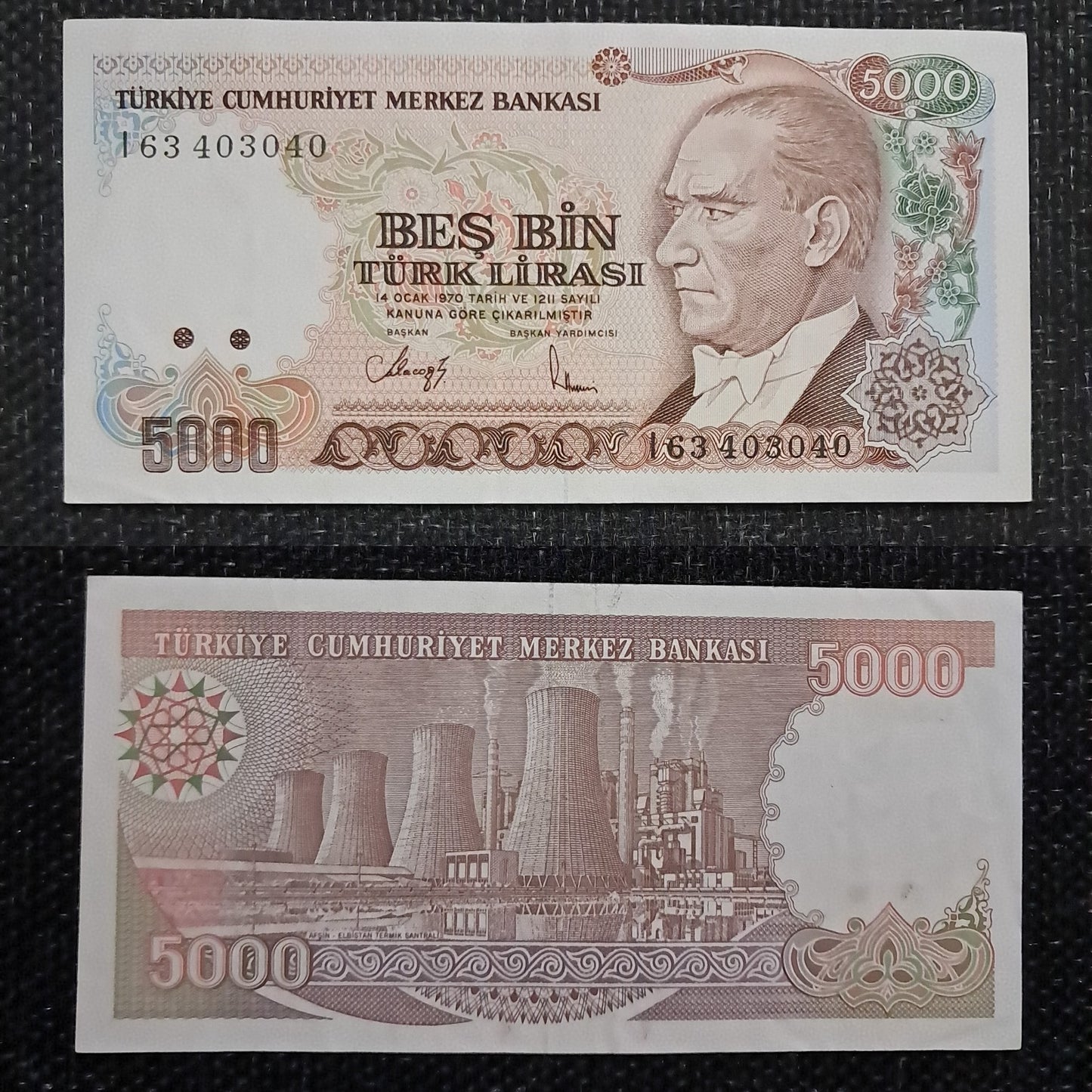 Note H 4 Turkey 5000 Lira fine