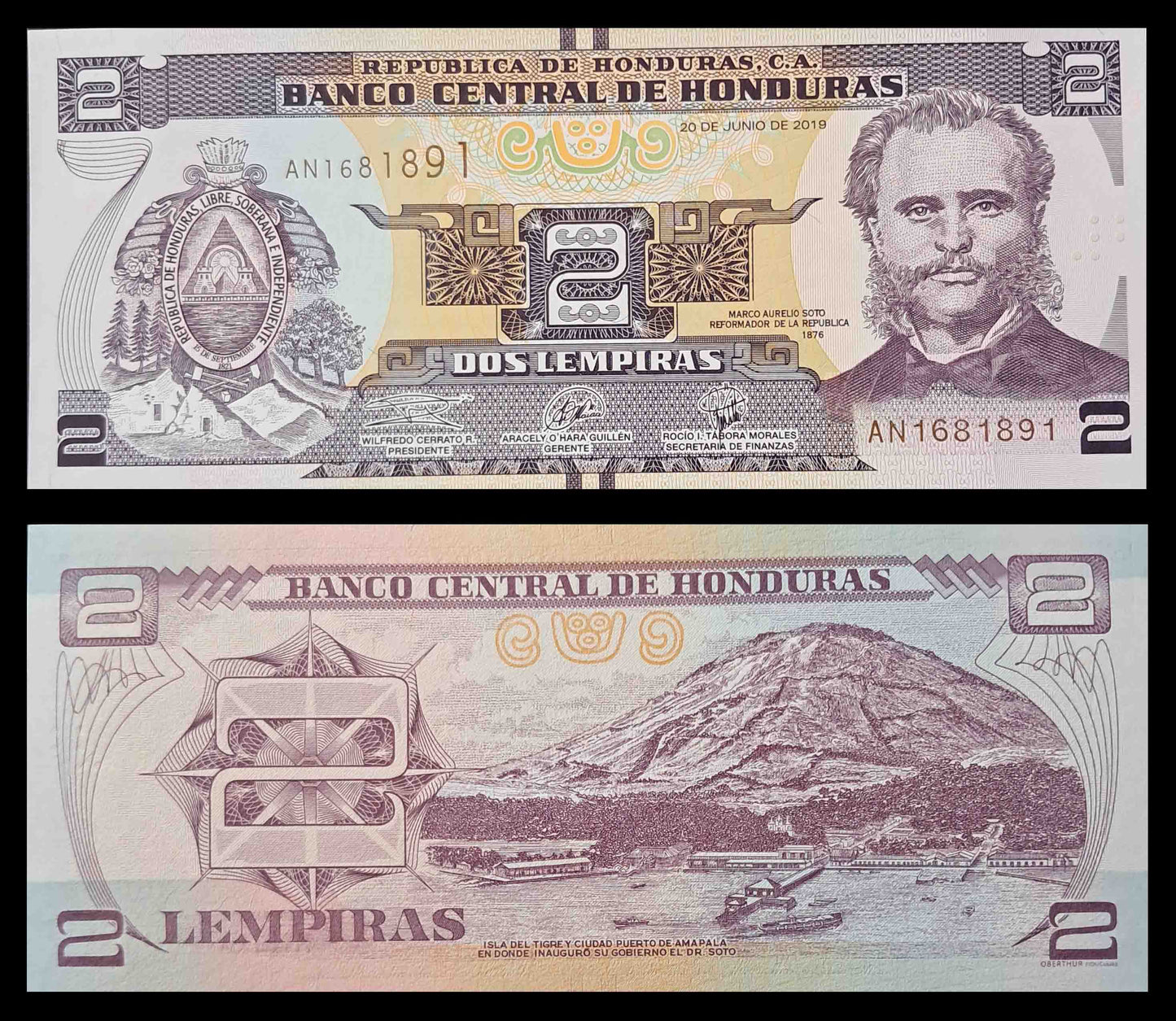 Note 46 Honduras 2 Lempiras  UNC