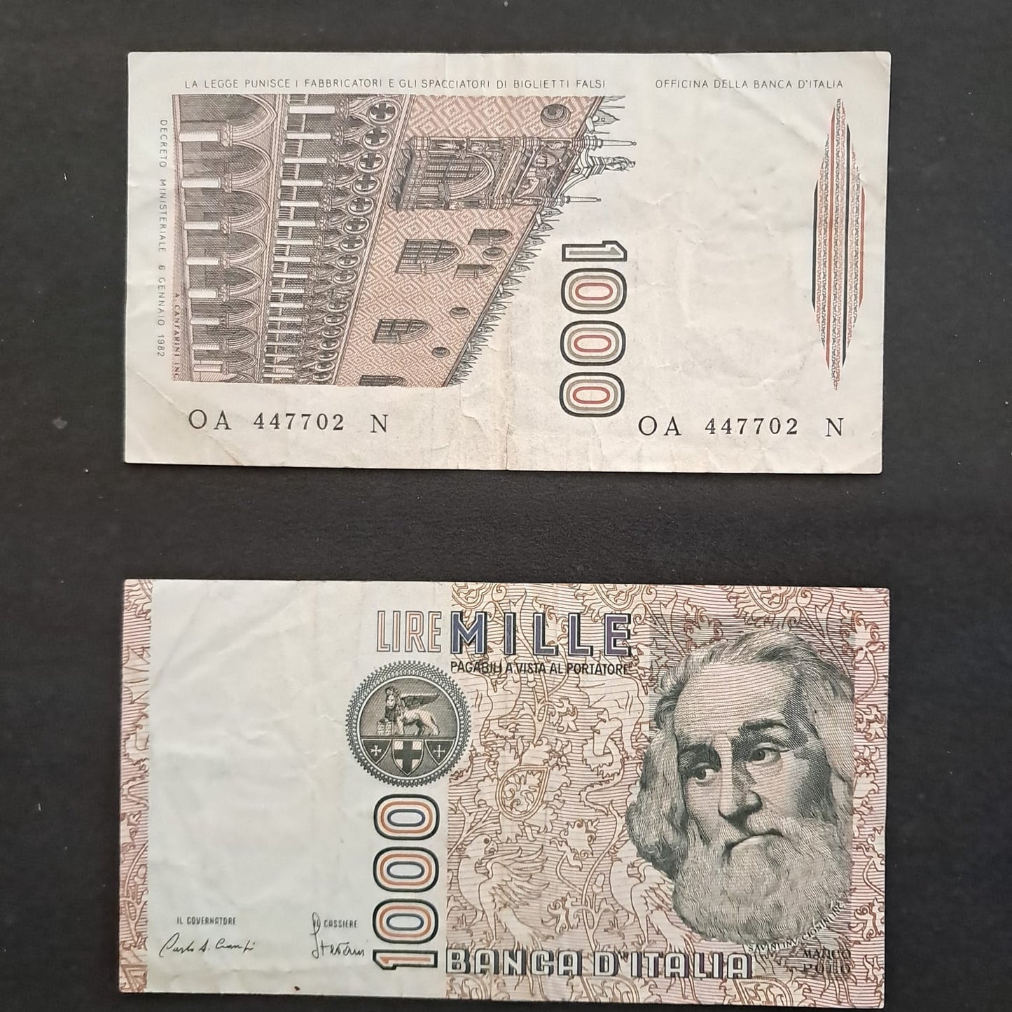 Used_Note_52_20 Italian Marco Polo Lightly Circulated 1000 Lire 1982