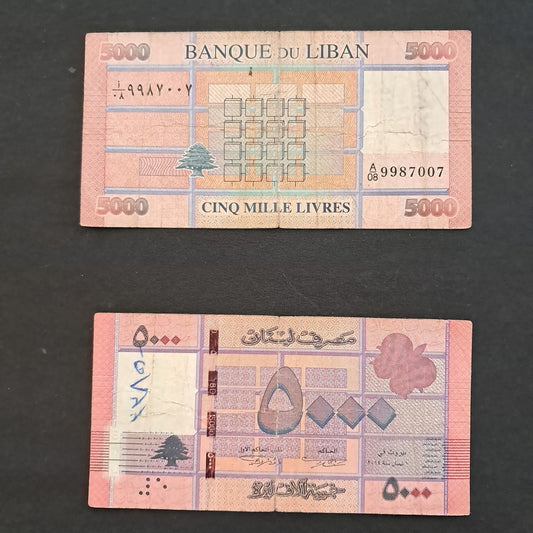 Used Note_52_29 Lebanon 5000 Livres