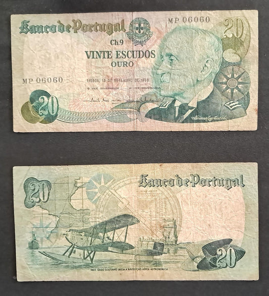 Used Note_52_74 Portugal 20 Escudos 1978