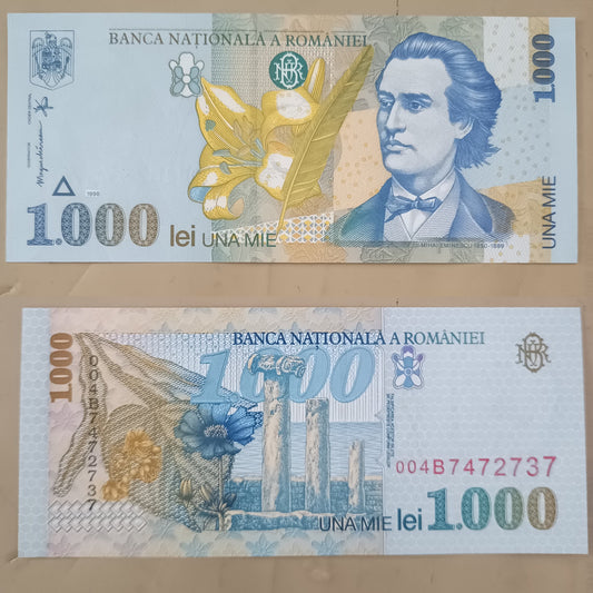 Note J 15 Romania 1000 Lei 1998 UNC