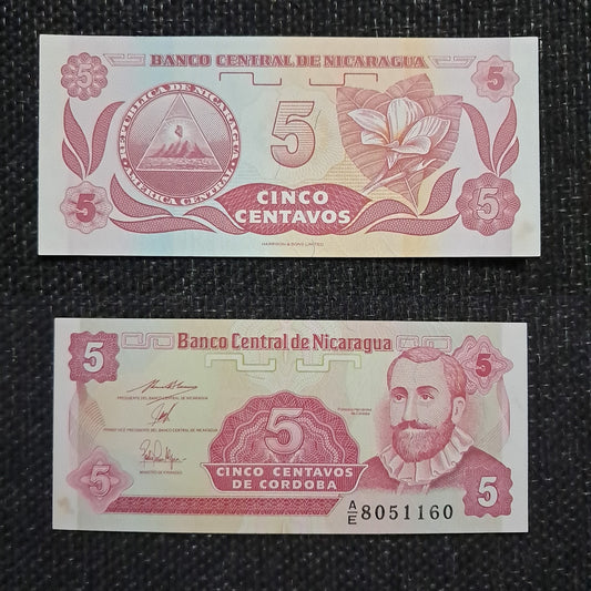 Note H 10 Nicaragua  5 centavos Fine Note