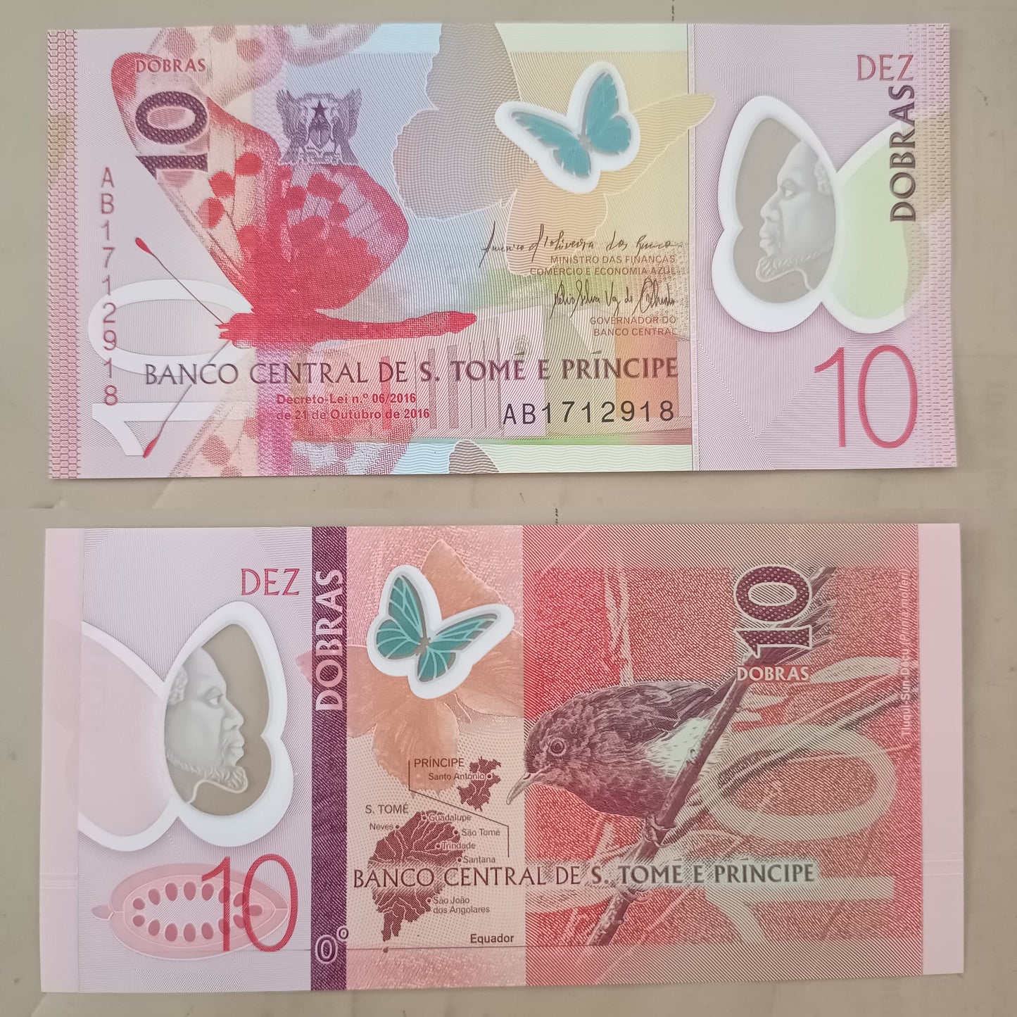 Note J 10 SAO TOME AND PRINCIPE Polymer UNC Note 2016