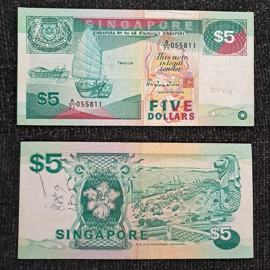 Note B 3 Singapore 5 Dollars