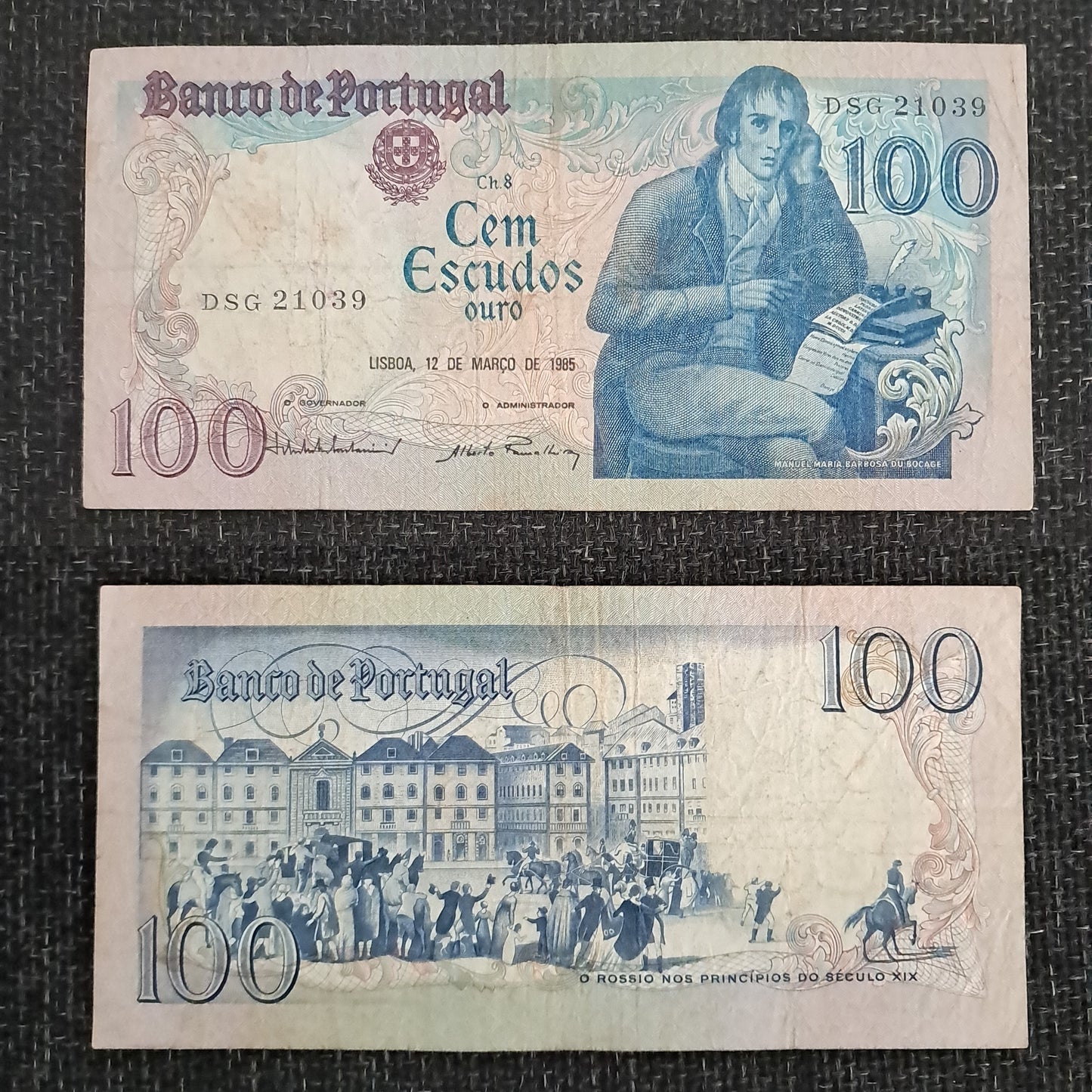 Note B 8 Portugal 100 Escudos 1985