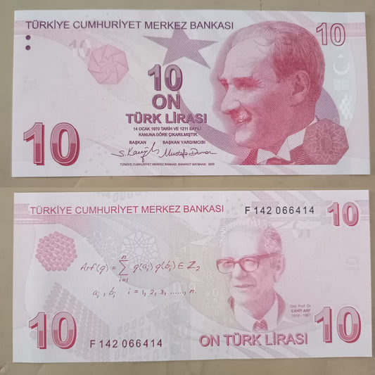 Note J 8 Turkey 10 Lira 2009 UNC